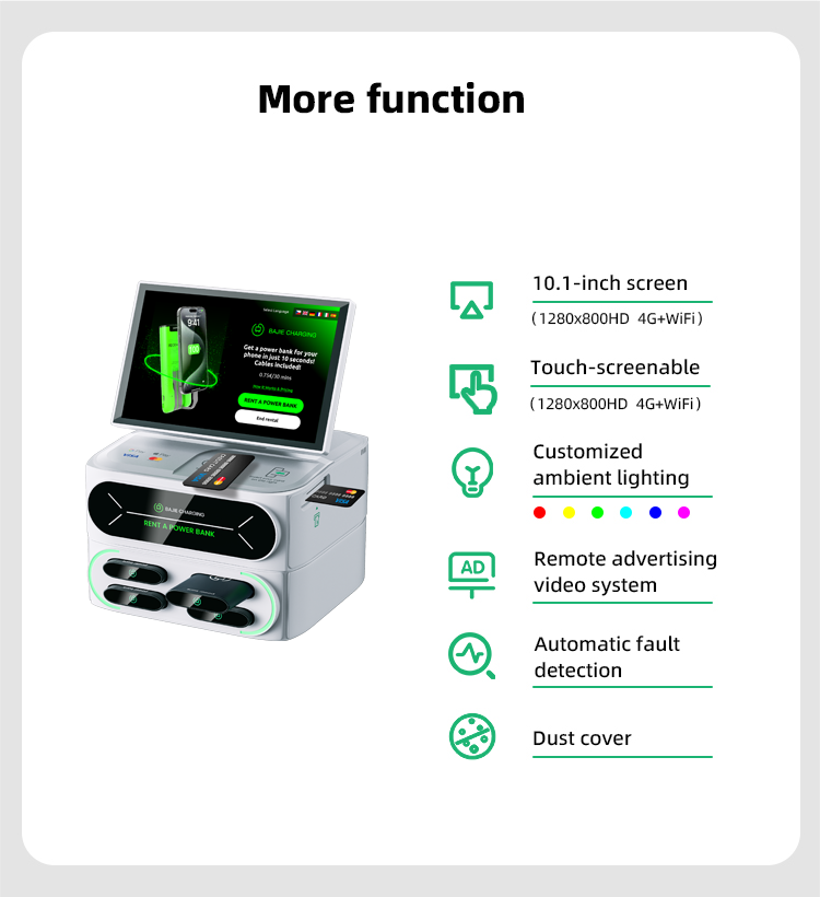 4 slots & touch screen & credit card shared power bank rental station