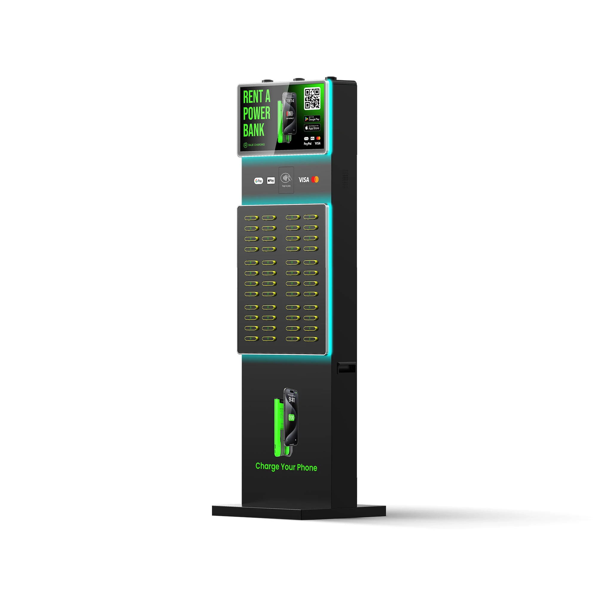 ​​48-Slot Ambient Light Power Bank Kiosk​​